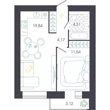 1-комнатная квартира: Пенза, Колышлейская улица, 7 (41.42 м)