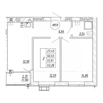 2-к кв. Калининградская область, Зеленоградск пос. Малиновка,  (53.28 ...