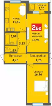 2-к кв. Чувашия, Чебоксары ул. Богдана Хмельницкого, 129 (65.48 м)