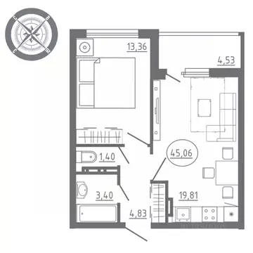 1-к кв. Орловская область, Орел Раздольная ул., 29 (43.1 м)