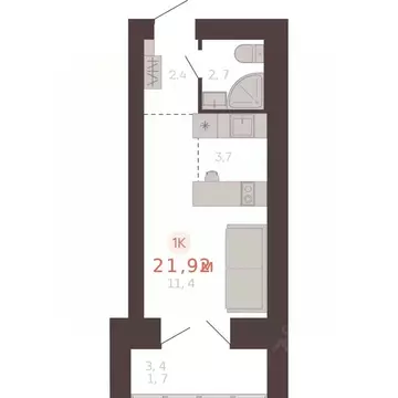 1-к кв. Алтайский край, Новоалтайск ул. Южсиба, 52А (21.9 м)
