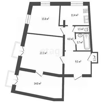 3-к кв. Вологодская область, Вологда ул. Разина, 15 (83.0 м)