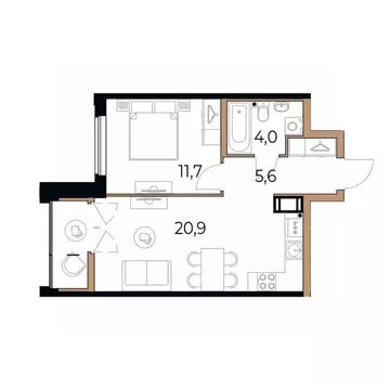 1-к кв. Вологодская область, Череповец Рыбинская ул., 69 (43.5 м)