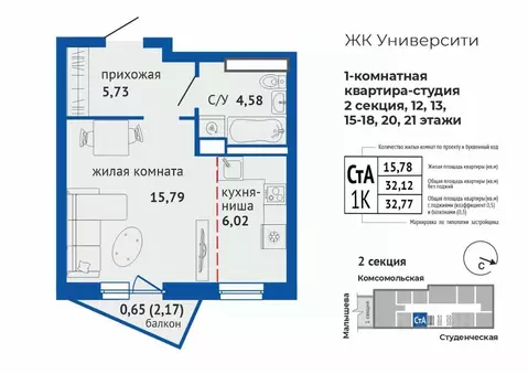 1-к кв. Свердловская область, Екатеринбург Втузгородок жилрайон,  ...