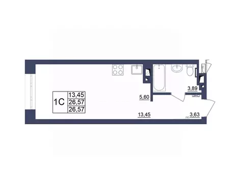 Студия Башкортостан, Уфа Космос жилой комплекс, лит1 (26.39 м)