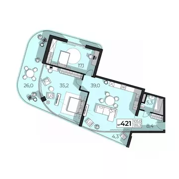 2-к кв. Крым, Ялта ул. Дражинского (135.3 м)