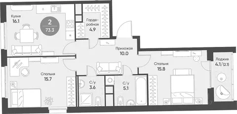2-к кв. Новосибирская область, Кольцово рп Счастье в Кольцово жилой ...