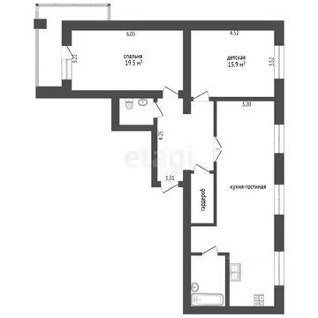 3-комнатная квартира: Тюмень, улица Николая Фёдорова, 6 (93.9 м)