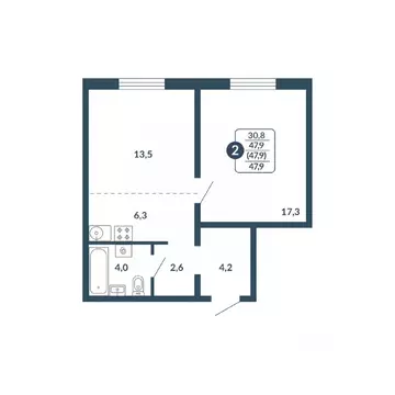 2-к кв. Кировская область, Киров Скандинавия жилой комплекс (47.9 м)