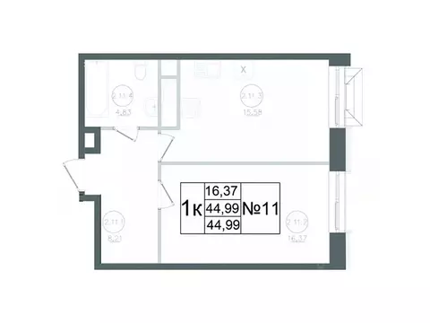 1-к кв. Московская область, Наро-Фоминск ул. Курзенкова, 12 (44.99 м)