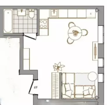 Квартира-студия: Уфа, улица Геологов, 53 (28 м)