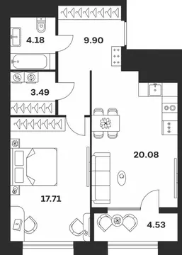 1-к кв. Тульская область, Тула ул. Болотникова, 4 (59.89 м)