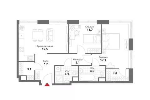 2-к кв. Москва Летниковская ул., 6к2 (75.3 м)