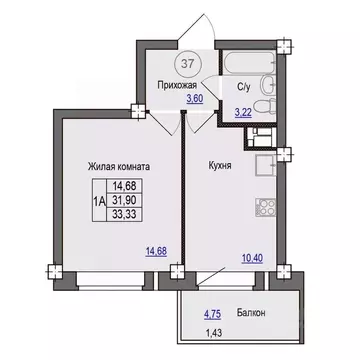 1-к кв. Псковская область, Псковский район, Завеличенская волость, д. ...