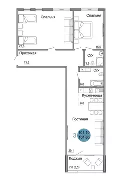 3-к кв. Крым, Керчь Белый город жилой комплекс (104.6 м)