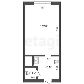 1-комнатная квартира: Стерлитамак, проспект Ленина, 34 (17.8 м)