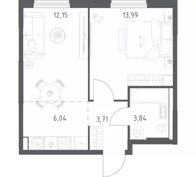 1-к кв. Башкортостан, Уфа ул. Минигали Губайдуллина, 8к9 (39.73 м)