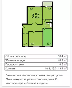 3-к кв. Москва Новочеркасский бул., 45 (81.0 м)