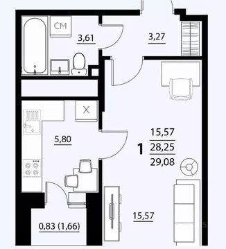 1-к кв. Белгородская область, Белгородский район, Дубовское с/пос, с. ...