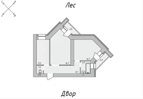 2-к кв. Томская область, Томск Нижний пер., 51 (51.94 м)