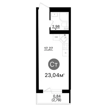 Квартира-студия: Самара, Промышленный район (21.09 м)