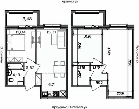 2-к кв. Карелия, Петрозаводск ул. Герцена, 26 (44.35 м)