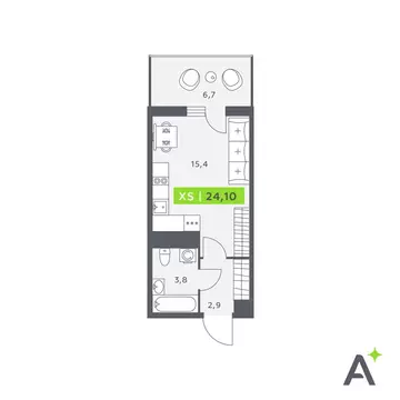 Квартира-студия: Кудрово, Солнечная улица, 4 (24.1 м)