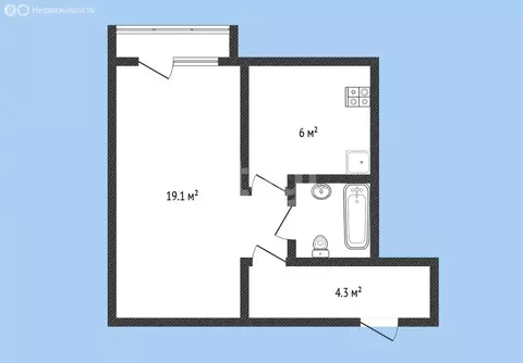 1-комнатная квартира: Черкесск, улица Лободина, 45 (32.3 м)