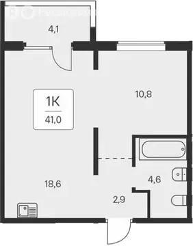 1-комнатная квартира: Новосибирск, квартал на Игарской (36.9 м)