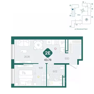 1-к кв. Тюменская область, Тюмень Сибирский жилой комплекс (43.78 м)