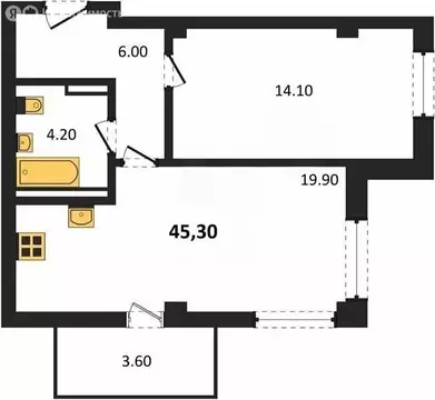 1-комнатная квартира: Севастополь, улица Степаняна, 2 (45.3 м)