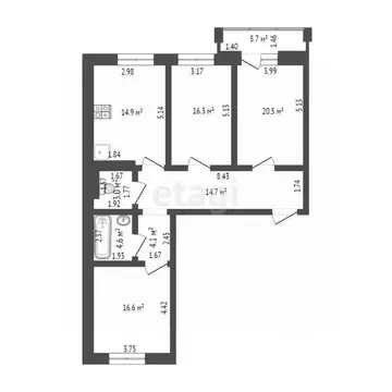 3-к кв. Тюменская область, Тюмень ул. Западносибирская, 12к1 (94.7 м)