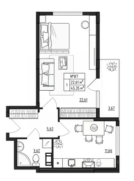 1-к кв. Ленинградская область, Гатчинский муниципальный округ, д. ...