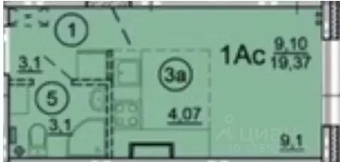 Студия Ярославская область, Ярославль ул. Дядьковская, 16А (19.4 м)