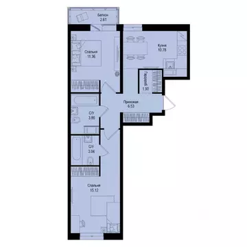 2-к кв. Ленинградская область, Всеволожский район, Заневское городское ...