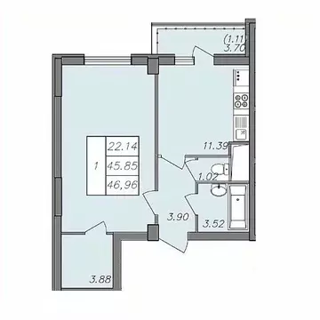 1-к кв. Воронежская область, Воронеж Волгоградская ул., 45 (46.0 м)