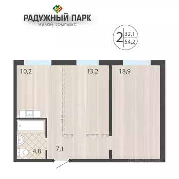 2-к кв. Иркутская область, Иркутск ул. Костычева (54.2 м)