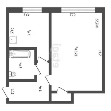 1-комнатная квартира: Юрга, улица Мира, 15 (30.5 м)