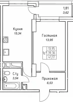 1-к кв. Саха (Якутия), Якутск 11-й кв-л,  (41.17 м)