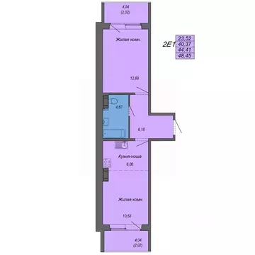 2-к кв. Хабаровский край, Хабаровск Совхозная ул., 73/5 (48.45 м)