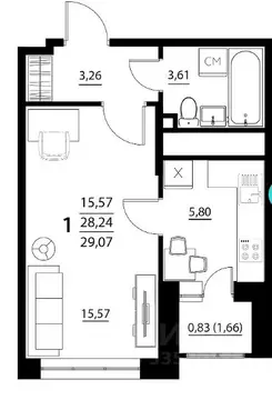 1-к кв. Белгородская область, Белгородский район, Дубовское с/пос, с. ...