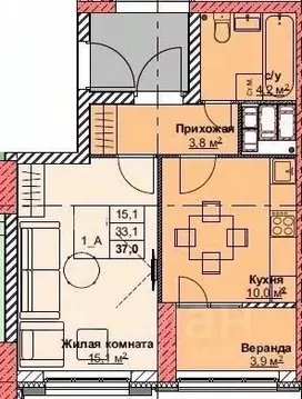 1-к кв. Приморский край, Владивосток Каштановая ул., 17/5 (37.0 м)