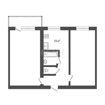 2-комнатная квартира: Тюмень, улица Республики, 213 (43.3 м)