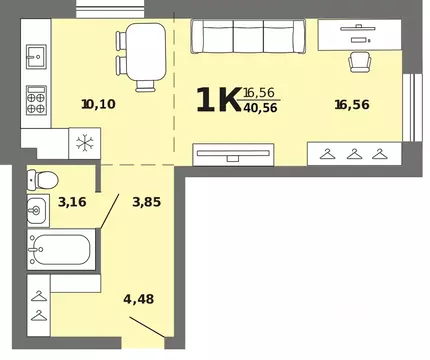 1-к кв. Алтай, Майминский район, с. Майма  (40.56 м)