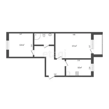 2-комнатная квартира: Тюмень, улица Московский Тракт, 123 (50.2 м)