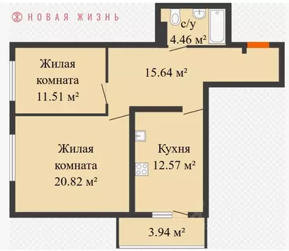 2-к кв. Самарская область, Самара Пролетарская ул., 150 (67.0 м)