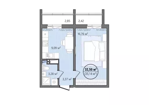 1-к кв. Челябинская область, Челябинск ул. Труда, 14 (38.18 м)