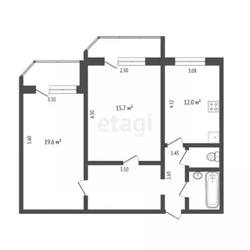 2-к кв. Тюменская область, Тюмень ул. Монтажников, 19 (66.4 м)