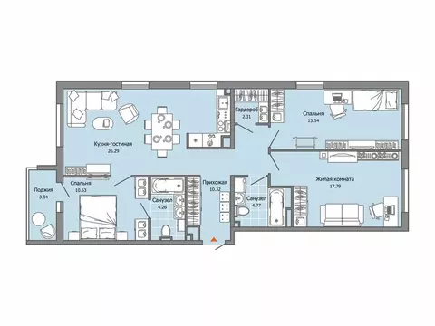 3-комнатная квартира: Ульяновск, микрорайон Юго-Западный, ЖК ...