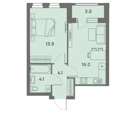 1-к кв. Пермский край, Пермь Трамвайная ул., 27 (39.6 м)